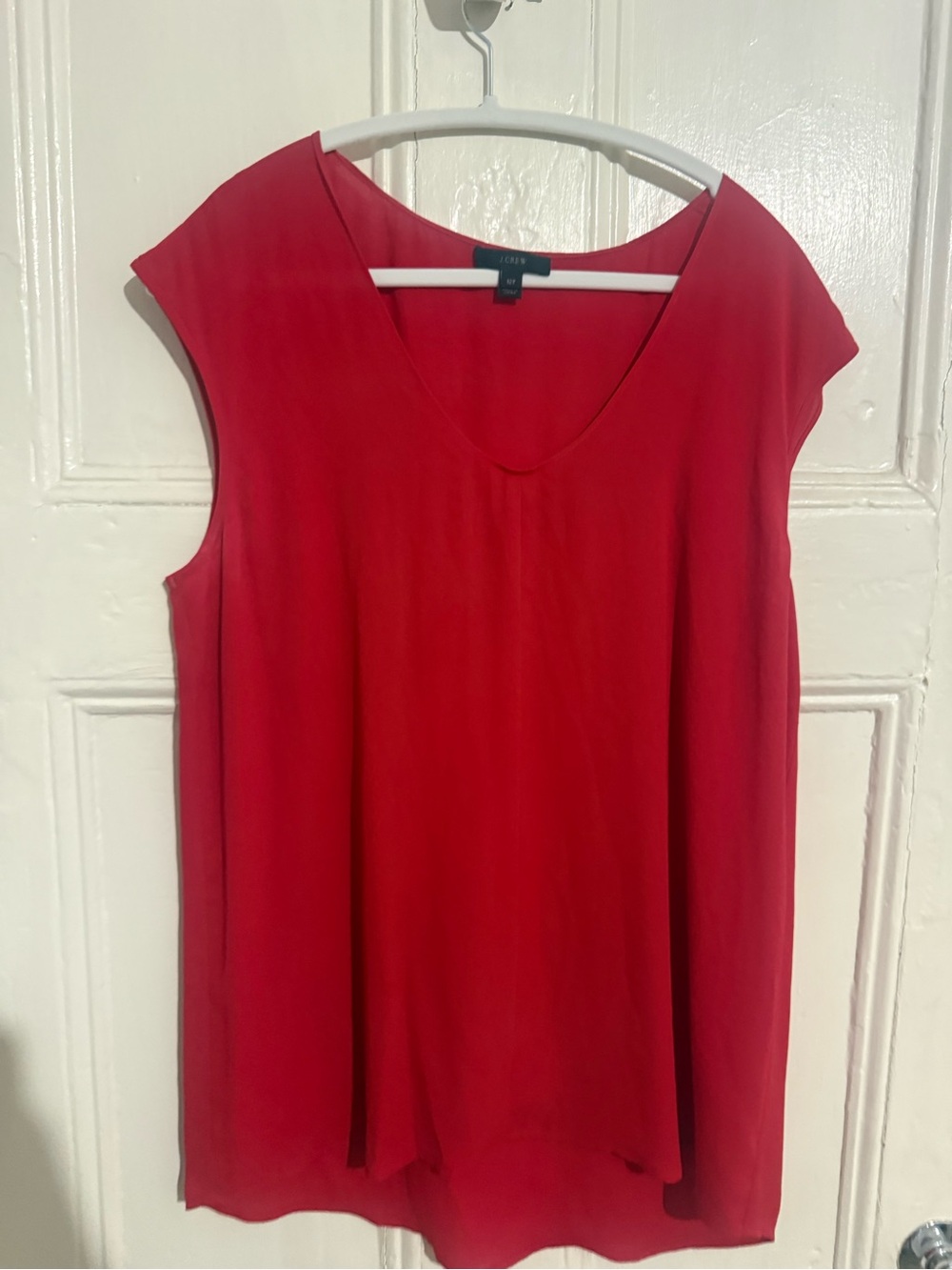 J. Crew Red V-Neck Cap Sleeve Tank